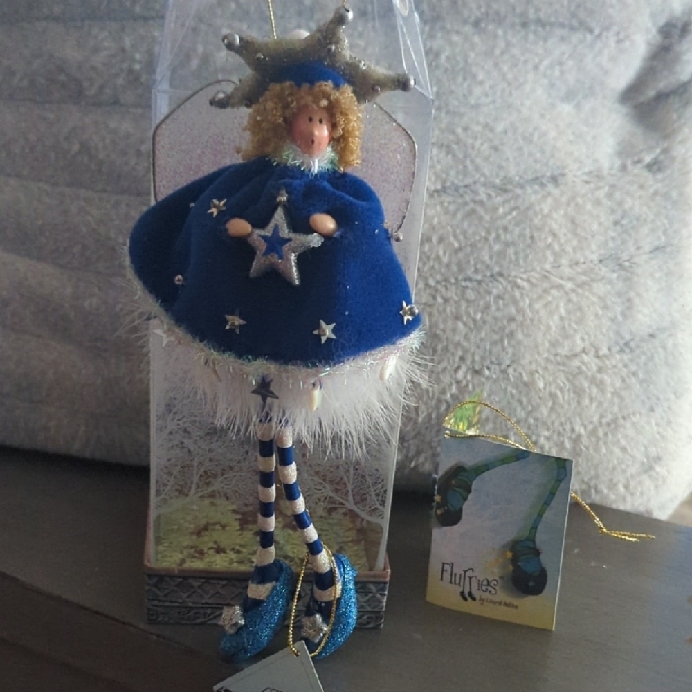 Vintage Silvestri Festive Blue and Silver Angel Ornament